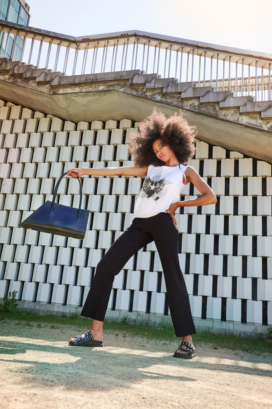 Witte bamboe top met print van Paul Holland