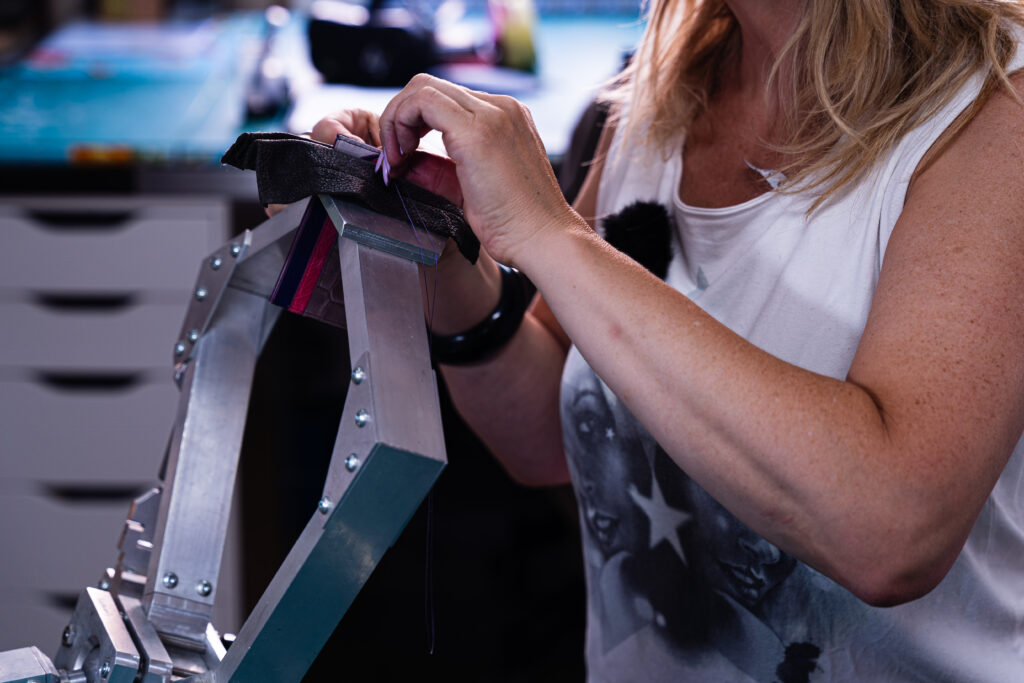 Commissioned leather design by An Vandenberk in Brussels atelier for institutional collaboration